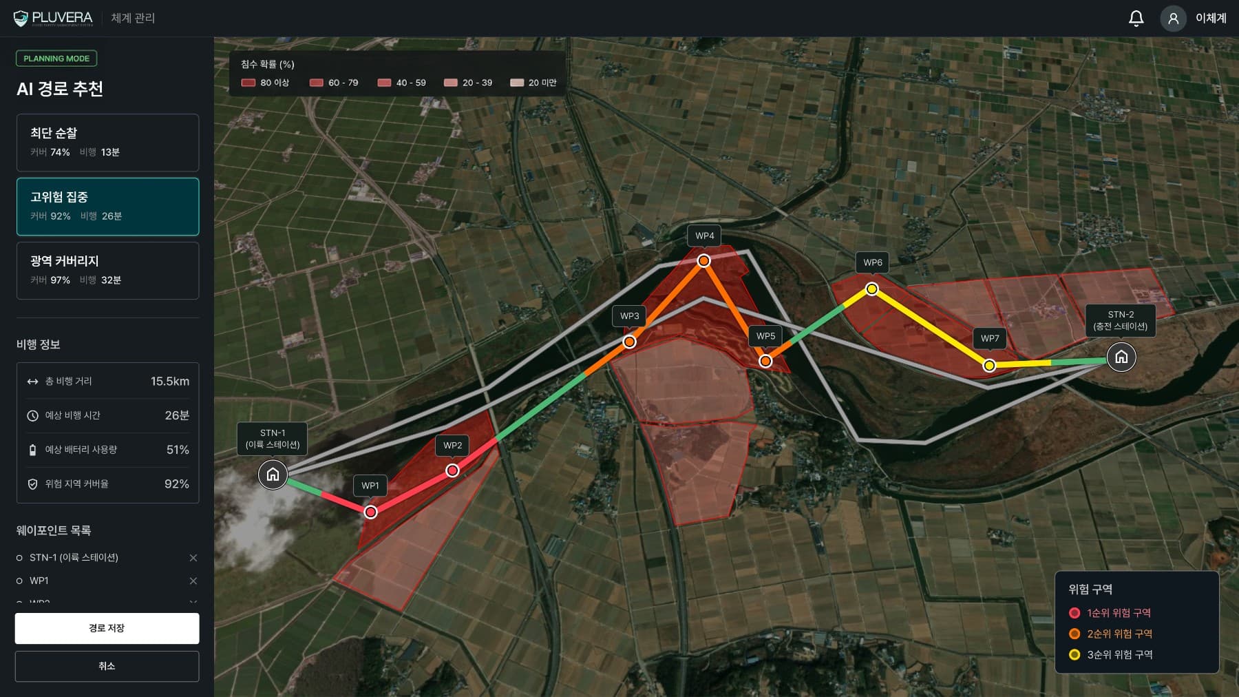 AI patrol route recommendation view